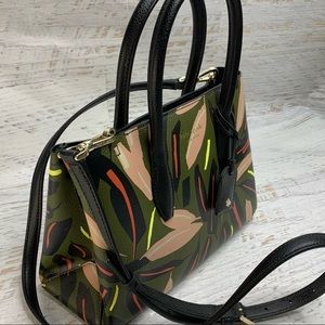 Kate Spade New York small top zip satchel Eva modern feather green multi (322)